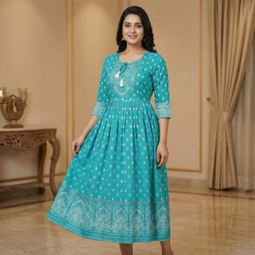 Teal Blue Anarkali – Elegance meets comfort